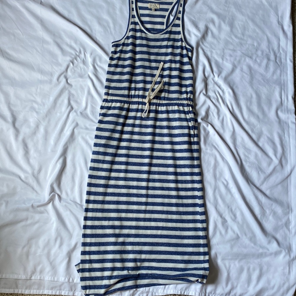 Lou & Grey (LOFT) blue/cream striped Racerback maxi dress.